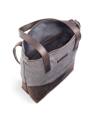 Сумка Shopper шкіра + тканина Canvas - Зелений Crazy Сумка Shopper шкіра + тканина Canvas - Зелений Crazy