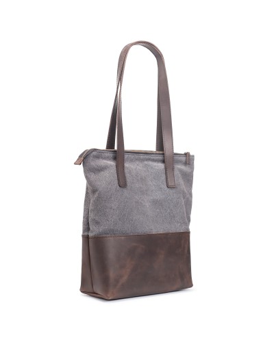 Сумка Shopper шкіра + тканина Canvas - Коньяк Crazy Сумка Shopper шкіра + тканина Canvas - Коньяк Crazy
