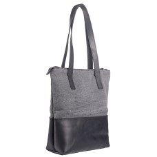 Сумка Shopper шкіра + тканина Canvas - Чорний Kaiser