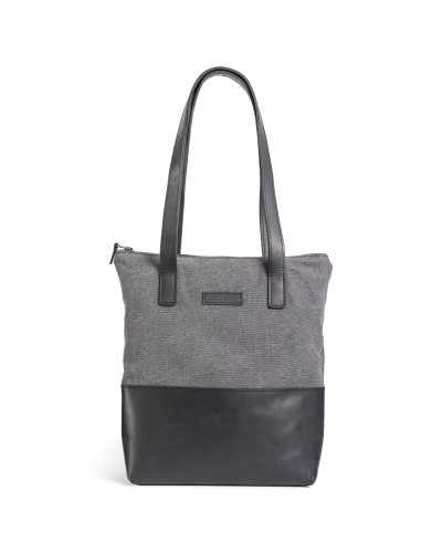 Сумка Shopper шкіра + тканина Canvas - Коньяк Crazy